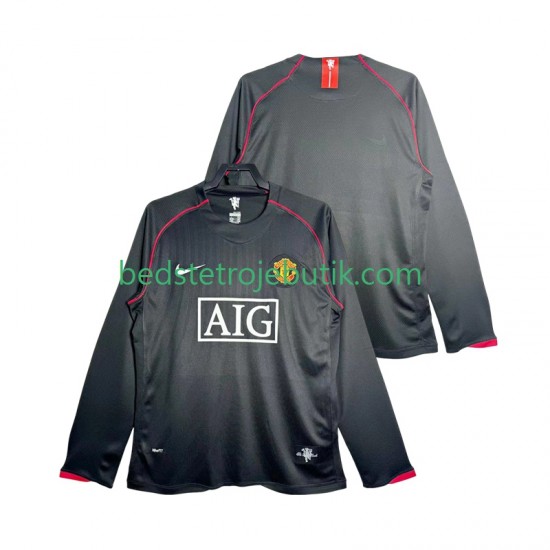 Manchester United 2007 Retro Mænd Udebane Fodboldtrøje 2008 Langærmet