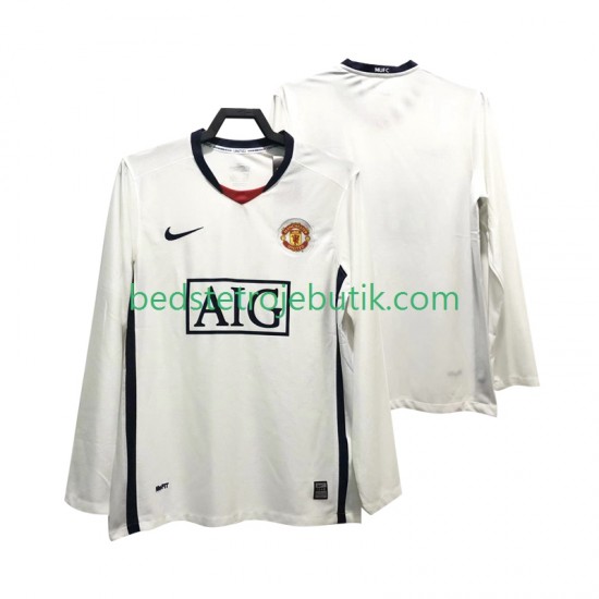 Manchester United Premier League 2009 Retro Mænd Udebane Fodboldtrøje 2008 Langærmet