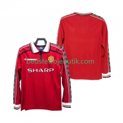 Manchester United Retro Mænd Hjemmebane Fodboldtrøje 1999 1998 Langærmet