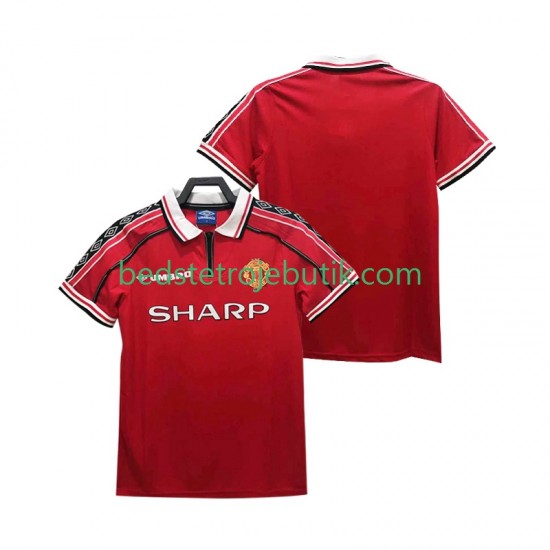 Manchester United Retro Mænd Hjemmebane Fodboldtrøje 1999 1998 Kortærmet