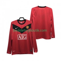 Manchester United 2009 Retro Mænd Hjemmebane Fodboldtrøje 2010 Langærmet