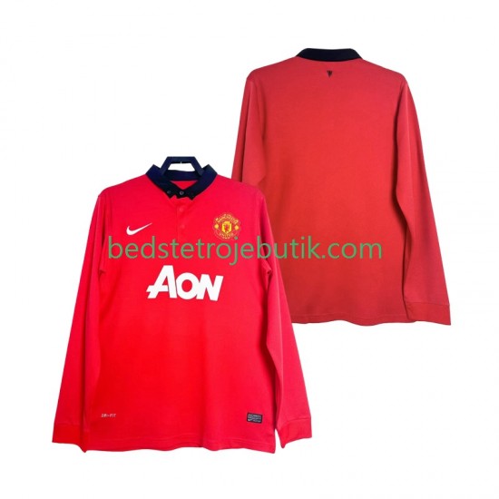 Manchester United 2013 2014 Retro Mænd Hjemmebane Fodboldtrøje Langærmet