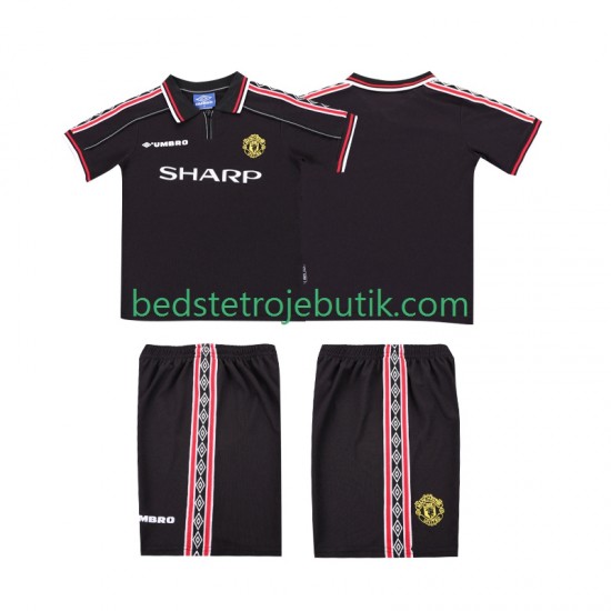 Manchester United Retro Børn Udebane Fodboldtrøje 1999 1998 Kortærmet