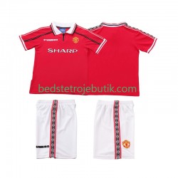 Manchester United Retro Børn Hjemmebane Fodboldtrøje 1999 1998 Kortærmet
