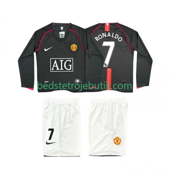 Manchester United Ronaldo 7 2007 Retro Børn Udebane Fodboldtrøje 2008 Langærmet