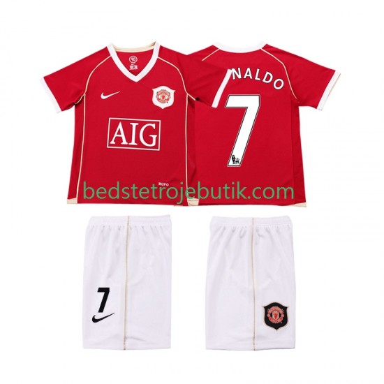 Manchester United Ronaldo 7 2007 Retro Børn Hjemmebane Fodboldtrøje 2006 Kortærmet