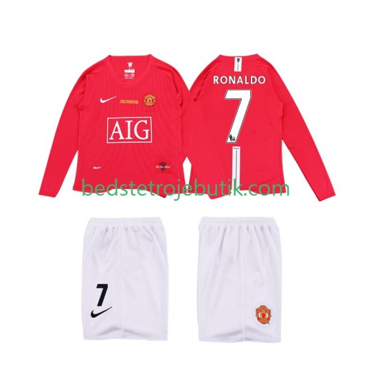 Manchester United Ronaldo 7 Premier League 2009 Retro Børn Hjemmebane Fodboldtrøje 2008 Langærmet