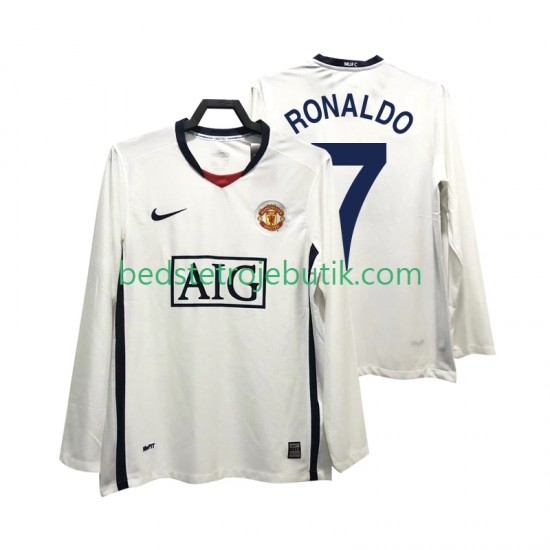 Manchester United Ronaldo 7 Premier League 2009 Retro Mænd Udebane Fodboldtrøje 2008 Langærmet