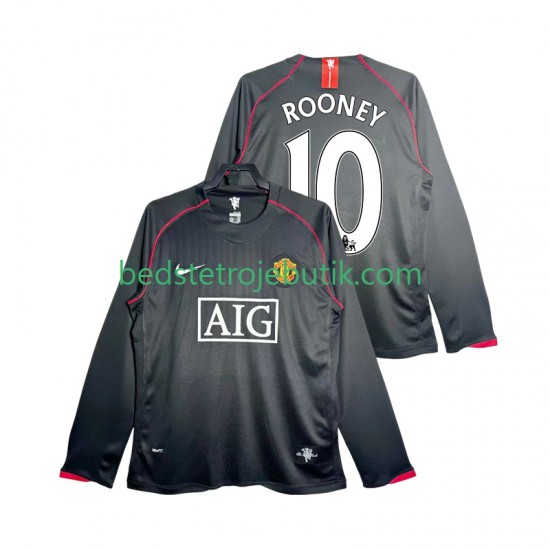 Manchester United Rooney 10 2007 Retro Mænd Udebane Fodboldtrøje 2008 Langærmet