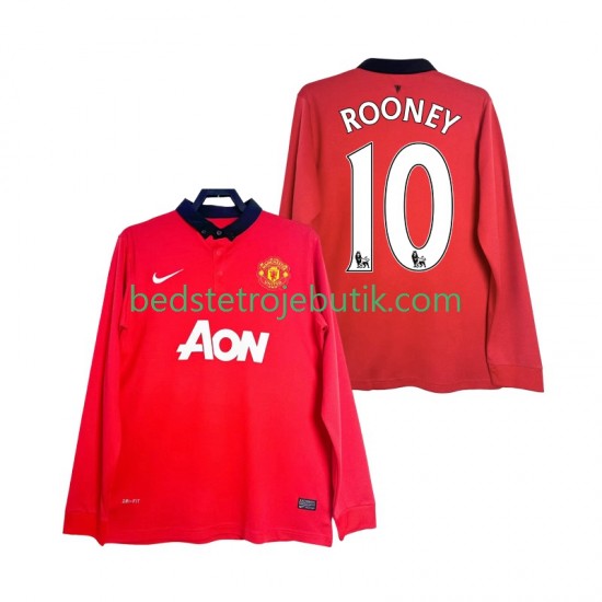 Manchester United Rooney 10 2013 2014 Retro Mænd Hjemmebane Fodboldtrøje Langærmet