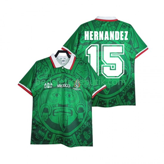 Mexico HERNANDEZ 15 Retro Mænd Hjemmebane Fodboldtrøje 1998 Kortærmet