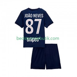 Paris Saint-Germain Joao Neves 87 Børn Hjemmebane Fodboldtrøje 2025-2026 Kortærmet