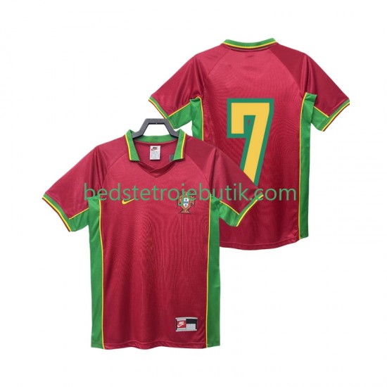 Portugal 7 Retro Mænd Hjemmebane Fodboldtrøje 1998 Kortærmet