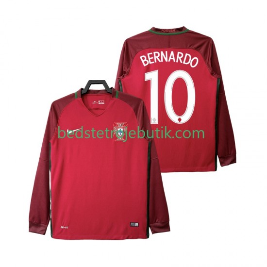 Portugal BERNARDO 10 2016 Retro Mænd Hjemmebane Fodboldtrøje Langærmet