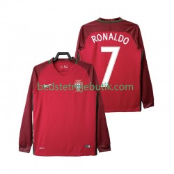 Portugal Cristiano Ronaldo 7 2016 Retro Mænd Hjemmebane Fodboldtrøje Langærmet