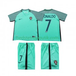Portugal Cristiano Ronaldo 7 2016 Retro Børn Udebane Fodboldtrøje Kortærmet