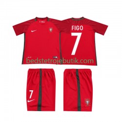 Portugal FIGO 7 2016 Retro Børn Hjemmebane Fodboldtrøje Kortærmet