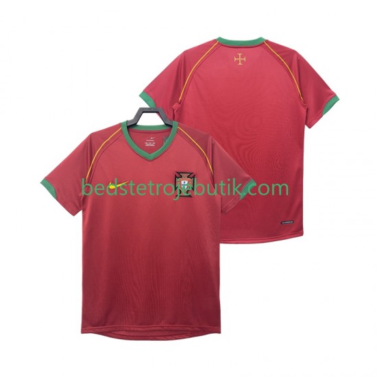 Portugal Retro Mænd Hjemmebane Fodboldtrøje 2006 Kortærmet