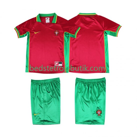 Portugal Retro Børn Hjemmebane Fodboldtrøje 1998 Kortærmet