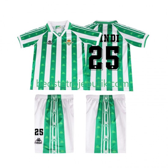 Real Betis FINIDI 25 1996 1997 Retro Børn Hjemmebane Fodboldtrøje Kortærmet