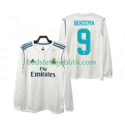Real Madrid BENZEMA 9 2017 2018 Retro Mænd Hjemmebane Fodboldtrøje Langærmet