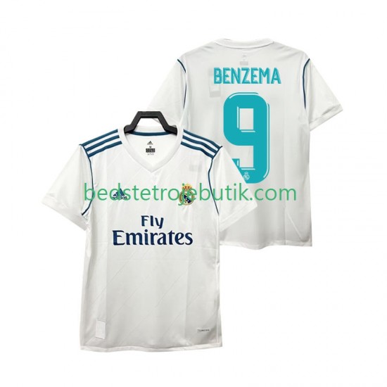 Real Madrid BENZEMA 9 2017 2018 Retro Mænd Hjemmebane Fodboldtrøje Kortærmet