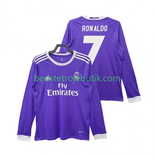Real Madrid Cristiano Ronaldo 7 2016 2017 Retro Mænd Udebane Fodboldtrøje Langærmet