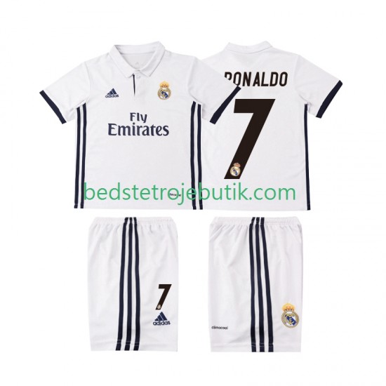 Real Madrid Cristiano Ronaldo 7 2016 2017 Retro Børn Hjemmebane Fodboldtrøje Kortærmet