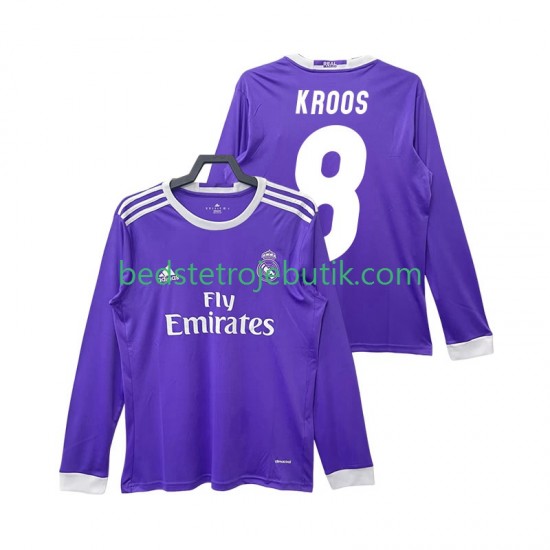 Real Madrid KROOS 8 2016 2017 Retro Mænd Udebane Fodboldtrøje Langærmet