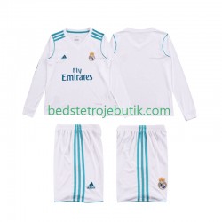 Real Madrid 2017 2018 Retro Børn Hjemmebane Fodboldtrøje Langærmet