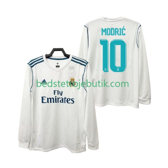 Real Madrid Modrić 10 2017 2018 Retro Mænd Hjemmebane Fodboldtrøje Langærmet