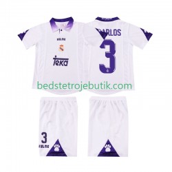Real Madrid R CARLOS 3 1997 Retro Børn Hjemmebane Fodboldtrøje 1998 Kortærmet