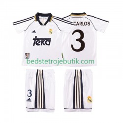 Real Madrid R CARLOS 3 2000 Retro Børn Hjemmebane Fodboldtrøje 1998 Kortærmet
