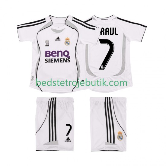 Real Madrid RAUL 7 2007 Retro Børn Hjemmebane Fodboldtrøje 2006 Kortærmet