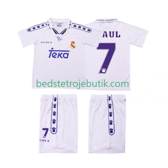 Real Madrid RAUL 7 1994 1996 Retro Børn Hjemmebane Fodboldtrøje Kortærmet