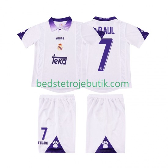 Real Madrid RAUL 7 1997 Retro Børn Hjemmebane Fodboldtrøje 1998 Kortærmet