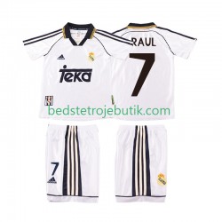 Real Madrid RAUL 7 2000 Retro Børn Hjemmebane Fodboldtrøje 1998 Kortærmet