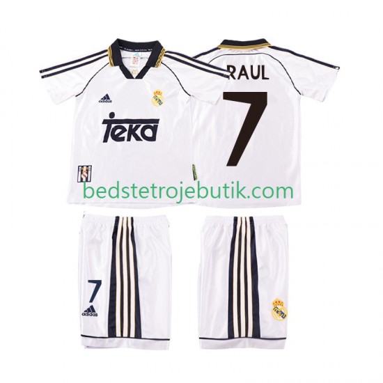 Real Madrid RAUL 7 2000 Retro Børn Hjemmebane Fodboldtrøje 1998 Kortærmet