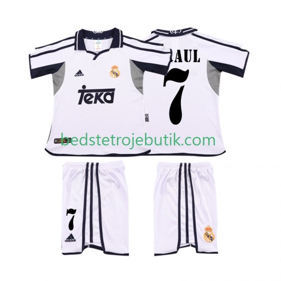 Real Madrid RAUL 7 2001 Retro Børn Hjemmebane Fodboldtrøje 2002 Kortærmet