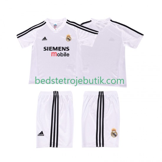 Real Madrid 5 Retro Børn Hjemmebane Fodboldtrøje 2004 2002 Kortærmet