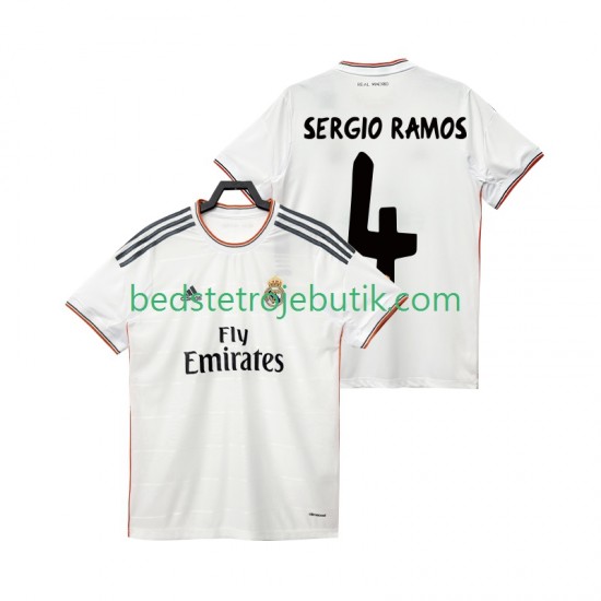 Real Madrid SERGIO RAMOS 4 2013 2014 Retro Mænd Hjemmebane Fodboldtrøje Kortærmet