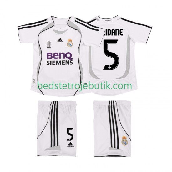 Real Madrid ZIDANE 5 2007 Retro Børn Hjemmebane Fodboldtrøje 2006 Kortærmet