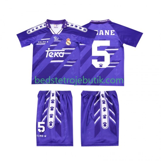 Real Madrid ZIDANE 5 1994 1996 Retro Børn Udebane Fodboldtrøje Kortærmet
