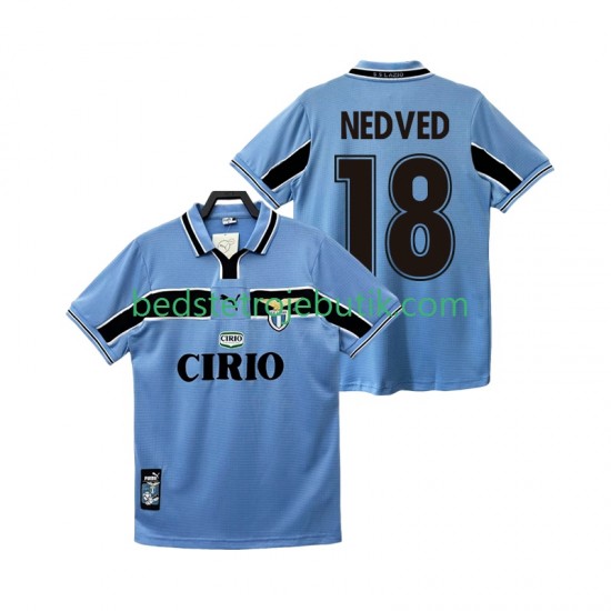 SS Lazio NEDVED 18 Retro Mænd Hjemmebane Fodboldtrøje 1999 1998 Kortærmet