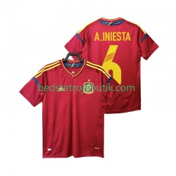 Spanien Andres Iniesta 6 2012 Retro Mænd Hjemmebane Fodboldtrøje Kortærmet