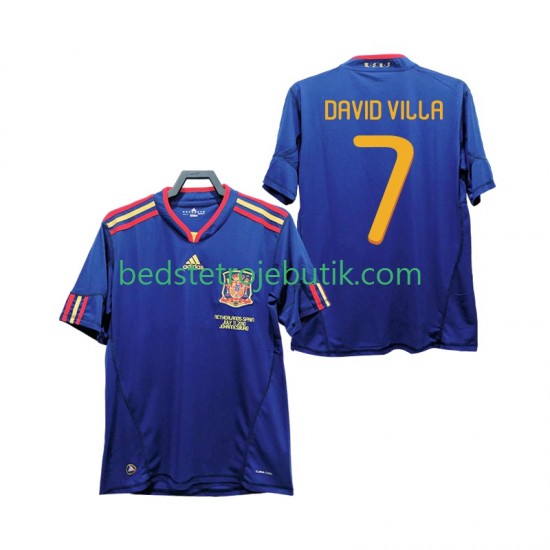 Spanien DAVID VILLA 7 Retro Mænd Udebane Fodboldtrøje 2010 Kortærmet