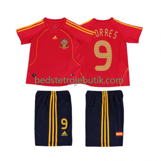 Spanien TORRES 9 Retro Børn Hjemmebane Fodboldtrøje 2008 Kortærmet