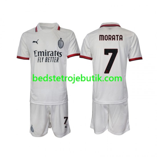 AC Milan Morata 7 Børn Udebane Fodboldtrøje 2024-2025 Kortærmet