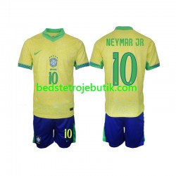 Brasilien Neymar JR 10 Børn Hjemmebane Fodboldtrøje 2024 Kortærmet