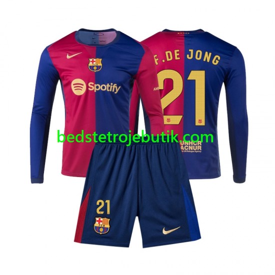 FC Barcelona Frenkie de Jong 21 Børn Hjemmebane Fodboldtrøje 2024-2025 Langærmet